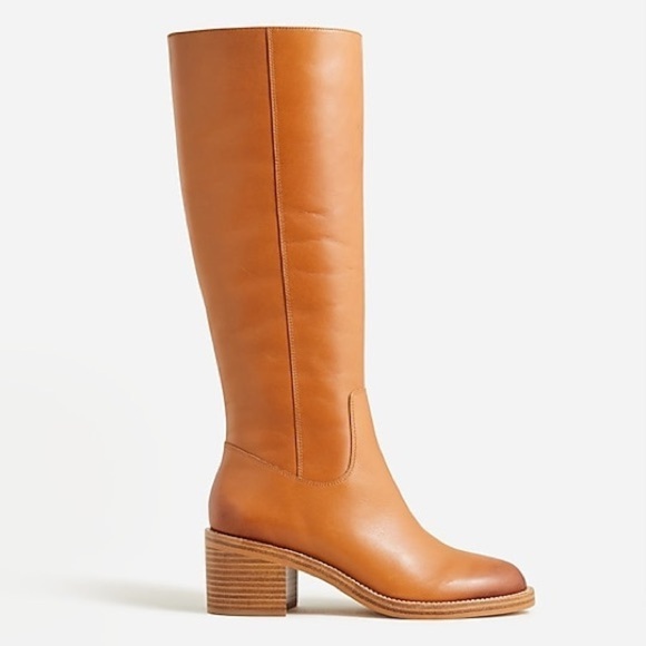 J Crew Knee-high stacked-heel boots in leatherItem BJ870 - Picture 1 of 6